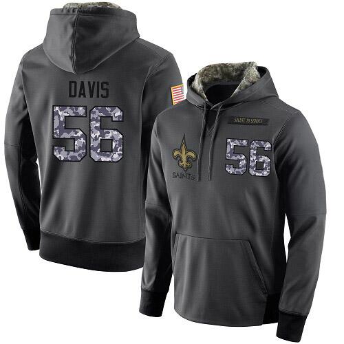 Men's New Orleans Saints #56 DeMario Davis Stitched Black Anthracite Salute to Service Player Performance Hoodie